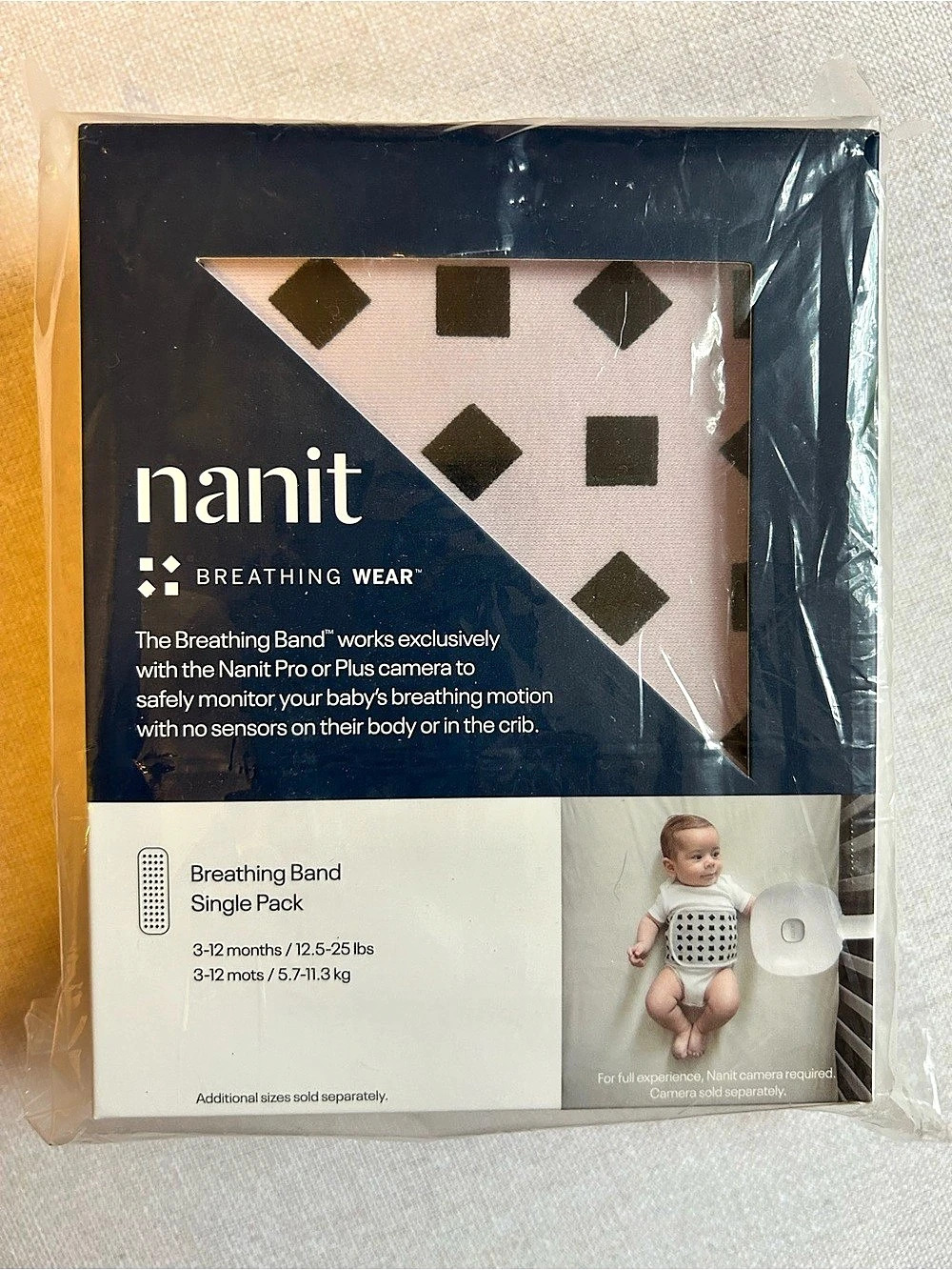 nanit Breathing Band Black & White NWT